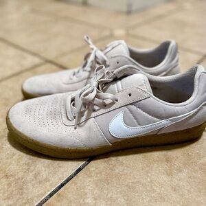 Nike Tan Suede Sneakers with White Swoosh